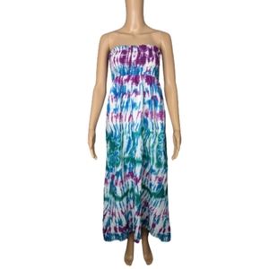 She's Cool Tie Dye Strapless Maxi Dress M